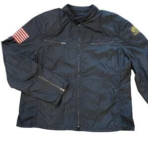 Ralph Lauren Designer Biker Jacket Large Mens Luxury Classic American Flag